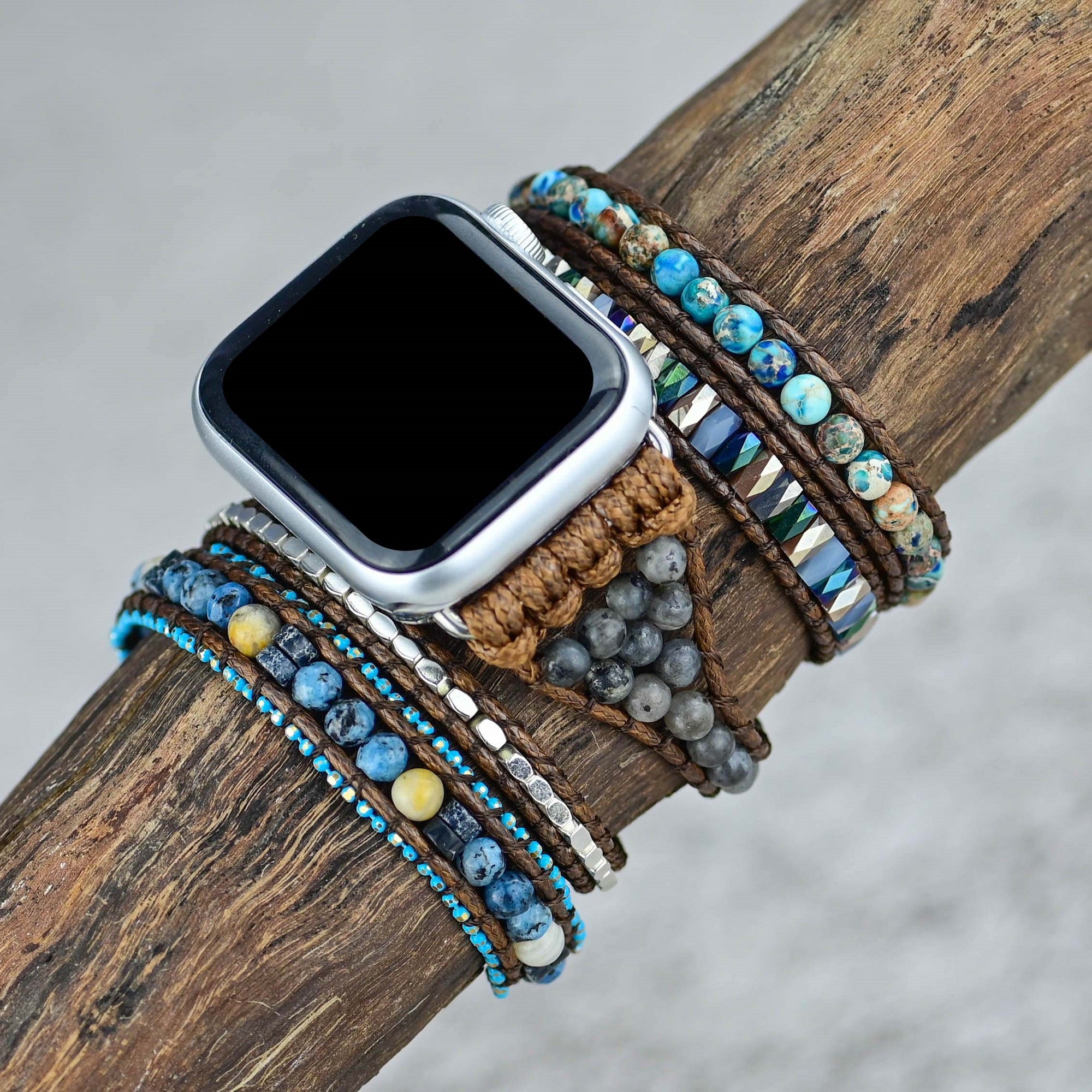 New Natural Stones for Apple Watch Strap Boho Trendy Beaded Band