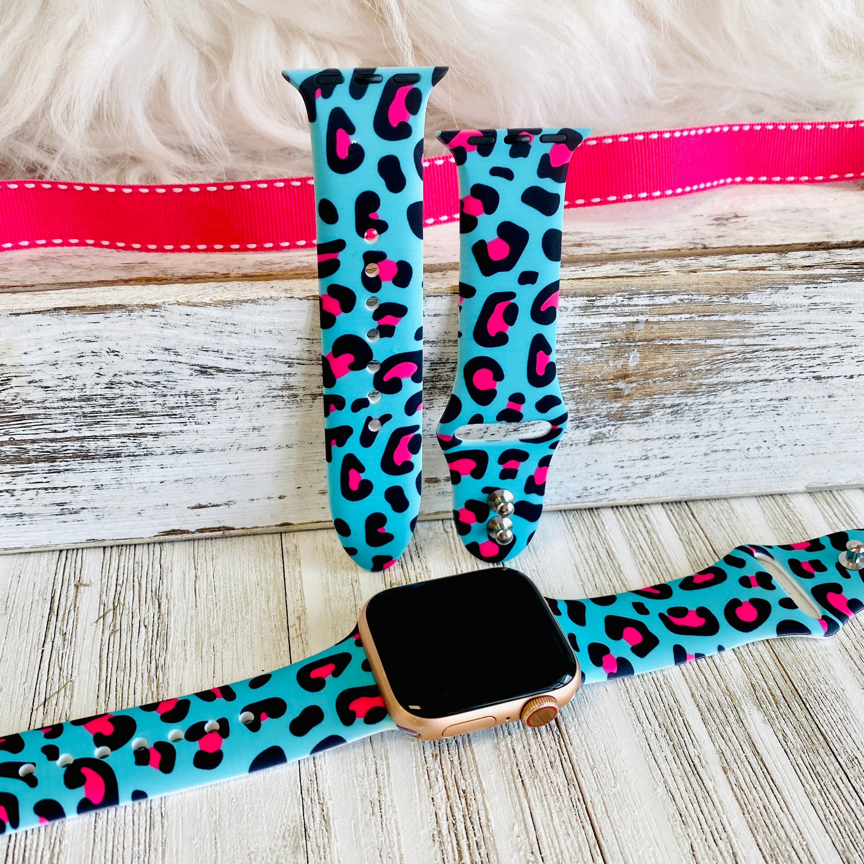 Fancy Bands Stretchable Elastic Leopard Print Band for Apple Watch Two Colors Available 42mm/44mm/45mm/49mm / Brown