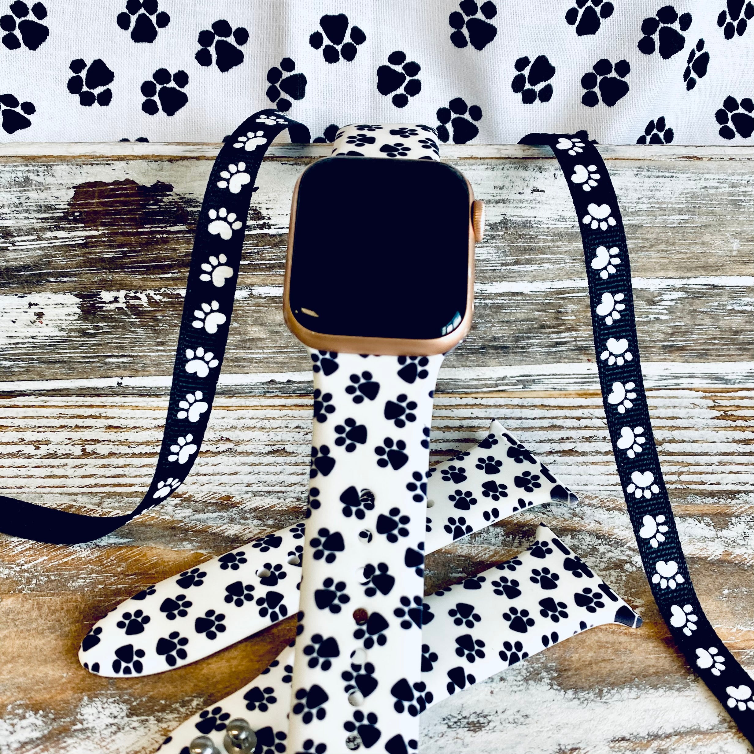  (Dogs Different Breeds Pattern) Patterned Leather Wristband  Strap Compatible with Apple Watch Series 4/3/2/1 gen,Replacement of iWatch  42mm / 44mm Bands : Cell Phones & Accessories