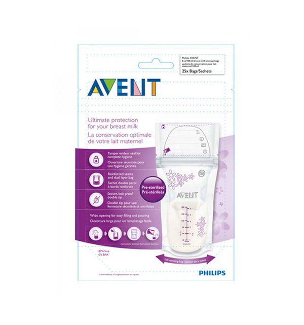 Avent Sachets de Conservation pour le Lait Maternel SCF603/25, 25 pièces