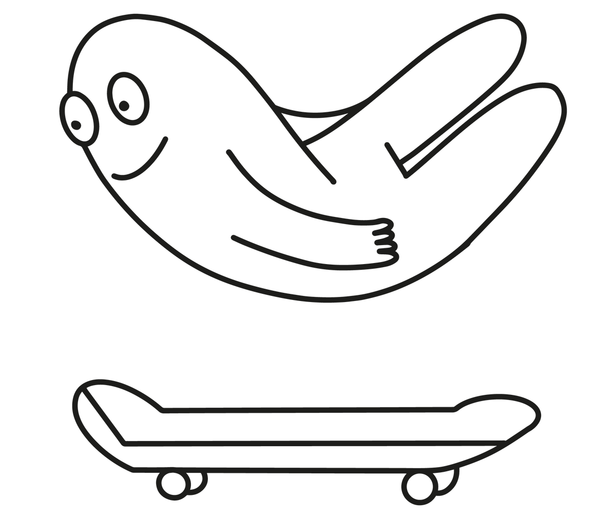 Airhead character skateboarding