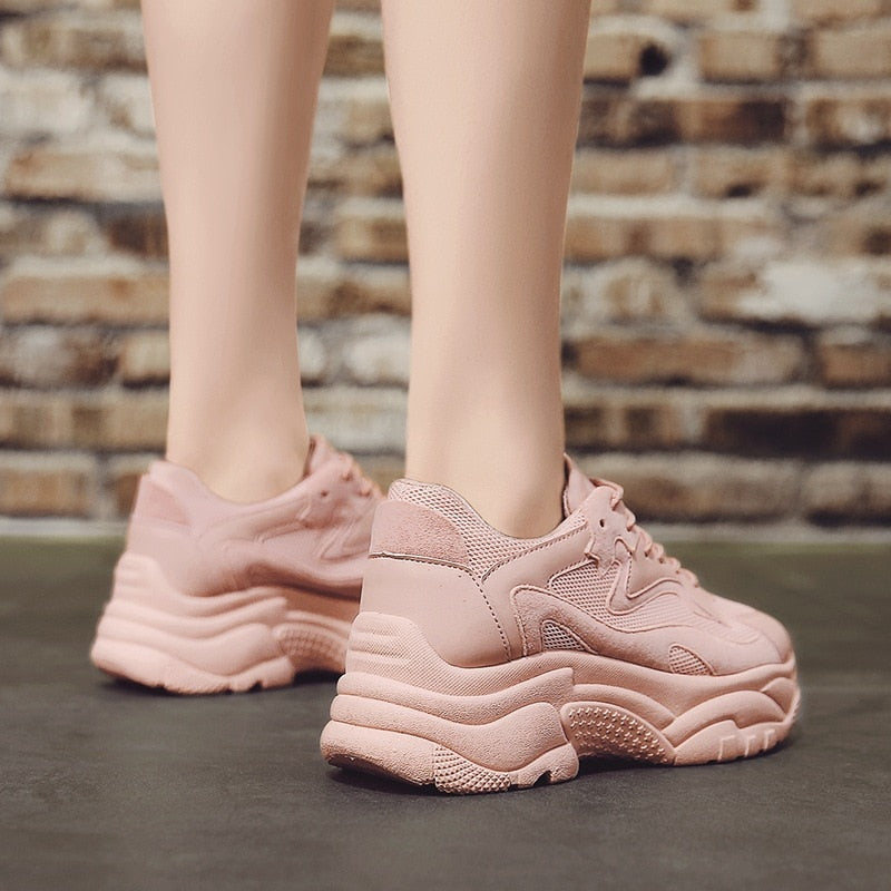 pink chunky sneakers
