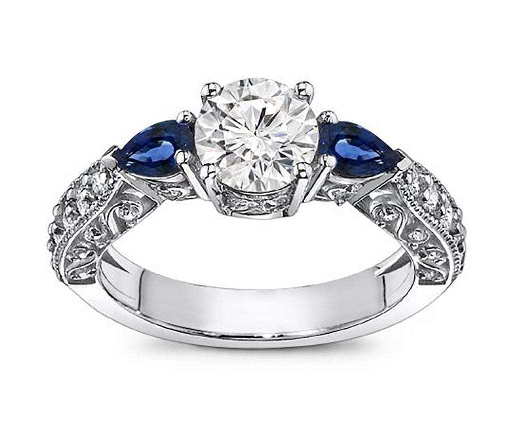 2 carat diamond ring with sapphires