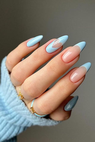 Blue Heart Window Nails