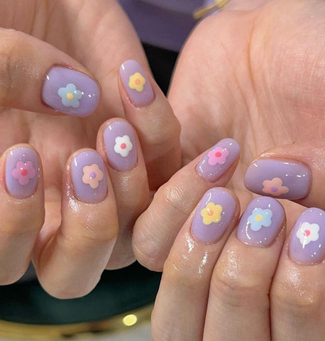 Ongles Gelées De Fleurs