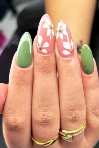 Matcha Petals Nails