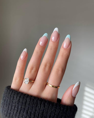 Milky Blue French Tips Nails