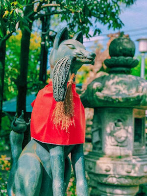 Statue of Shinto Shrine dog in Japan