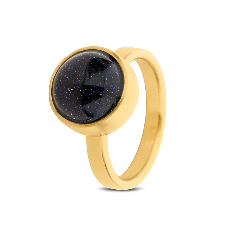 Gold Plated Self-fill Ashes Ring Blue Goldstone
