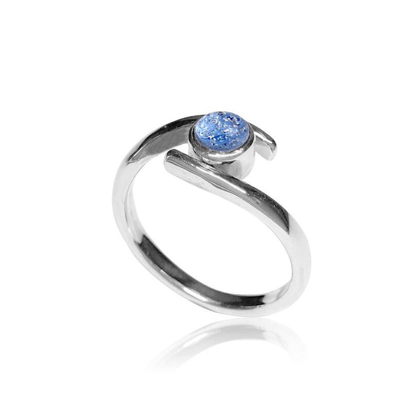 Memorial Cherish Ashes Ring-Jewellery-Ash Glass Design-Sky Blue-White Gold
