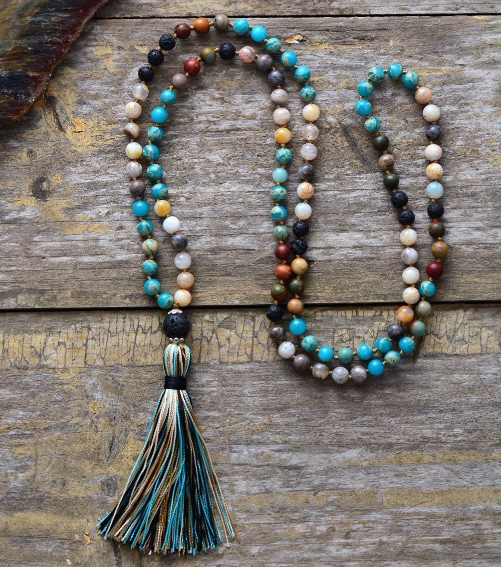 Stone Mala Prayer Necklaces | Prayer Beads | Green Witch Creations