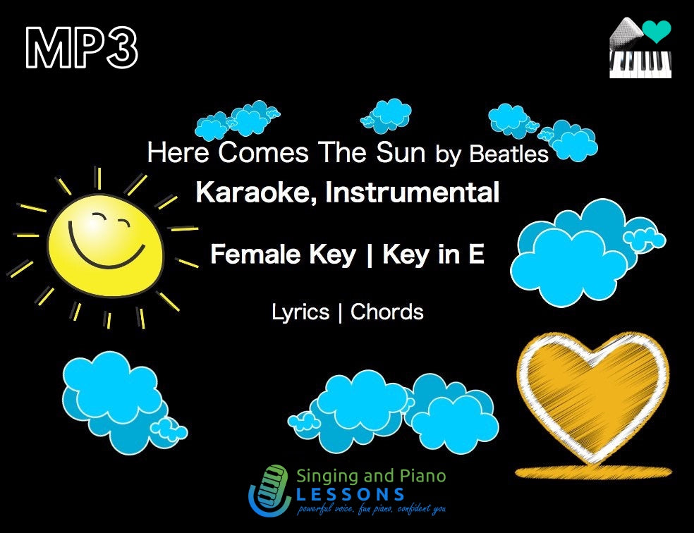 0 Here Comes The Sun Beatles Karaoke Instrumental in Female Key/ Baritone for Males
