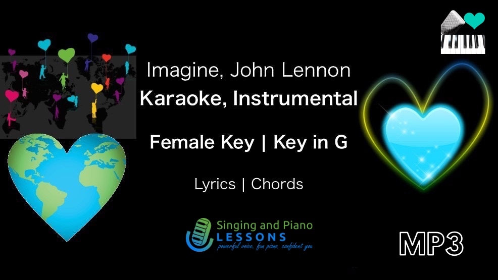 0 Imagine, John Lennon, Karaoke, Instrumental in Female Key G/ Baritone for Males