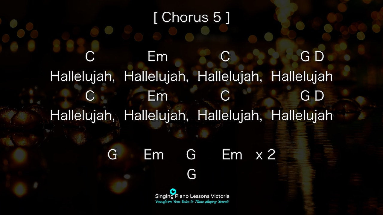 (15) Chorus 5 Hallelujah Karaoke Instrumental HQ in Female Key, K.D. Lang, Alexandra Burke