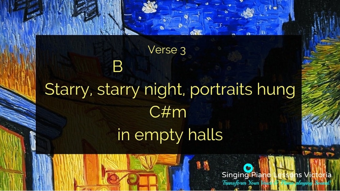 18 Verse 3 - Vincent, Don McLean, Karaoke in Female Key B/ Baritones for Males