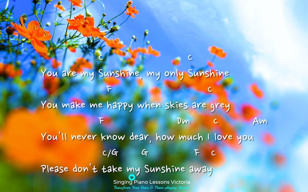 2 Verse 1 You are my Sunshine Karaoke in Female Key C 'with Faster Tempo'/ Baritone for Males