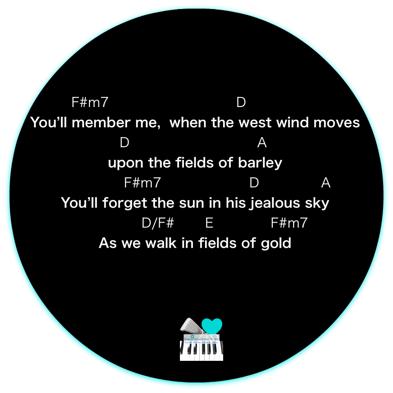 2 Verse 1 Fields of Gold Sting Karaoke Instrumental in Female Key/ Baritone for Males