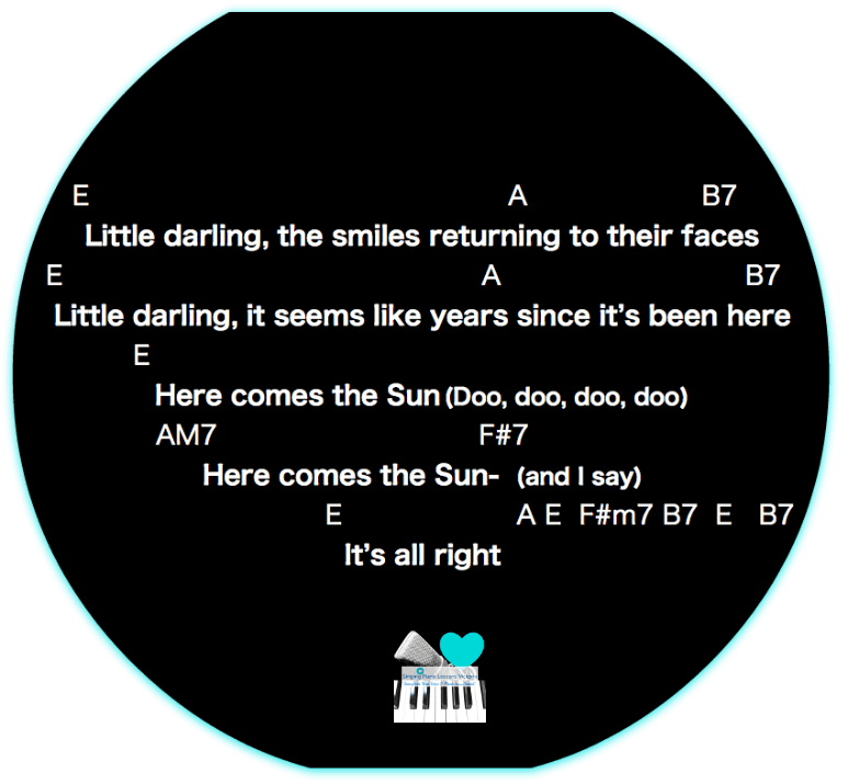 4 Verse 2 & Chorus 2 Here comes the Sun Beatles Karaoke Instrumental in Female Key/ Baritone for Males
