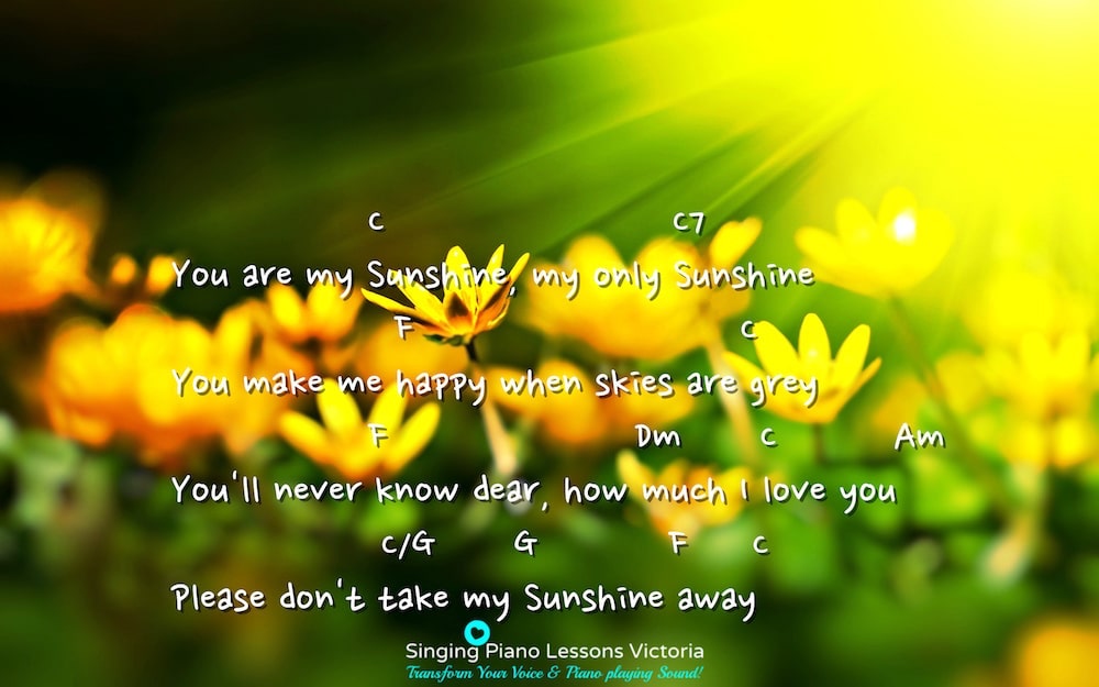 4 Verse 3 You are my Sunshine Karaoke in Female Key C 'with Faster Tempo'/ Baritone for Males