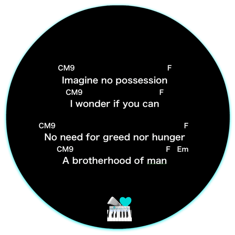 6 V3 Imagine John Lennon Karaoke Instrumental in Male Key, C