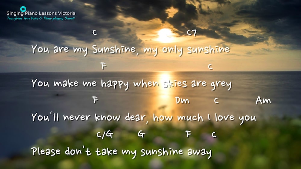 6 Verse 5 You are my Sunshine Karaoke in Female Key C 'with Faster Tempo'/ Baritone for Males