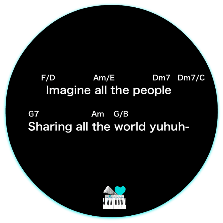 7 V3 Imagine John Lennon Karaoke Instrumental in Male Key, C