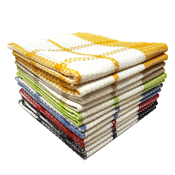 Kitchen Towels Dishcloths 100% Cotton, White Waffle Weave Bleach Friendly,  Set of 8, 12 in x 12 in, Absorbent Cleaning Dish Cloths Paperless Towels