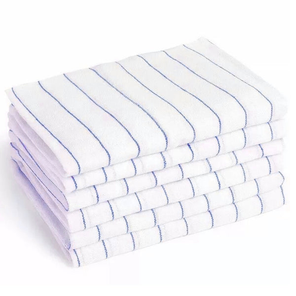 Bar Towels 100% Cotton Terry 16 X 19 Blue Stripe 12/Pack