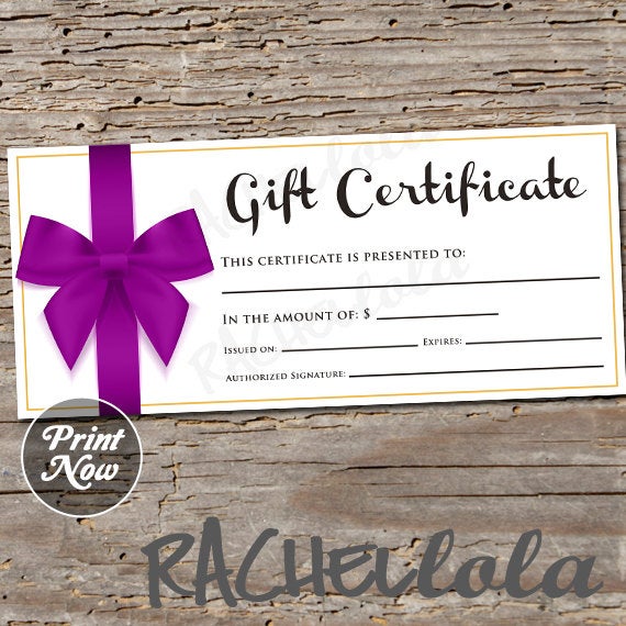 Purple Bow, printable Gift Certificate template, spring, direct sales, photography, gift voucher, gift card, instant digital download