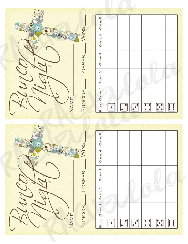 Cross Bunco Score Card Score Sheet Religious Easter Party Scorecard Rachellola