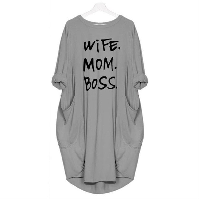 Mom Wife Boss 2019 Summer Dress Casual Women Fashion Vest Dresses Long ...