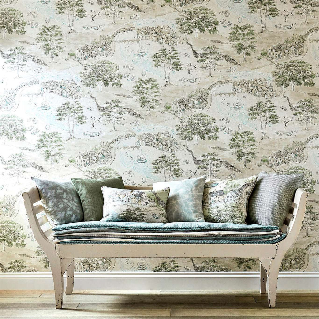 Grandeco Etched Tree Toile Textured Sage Green Wallpaper  Wilko