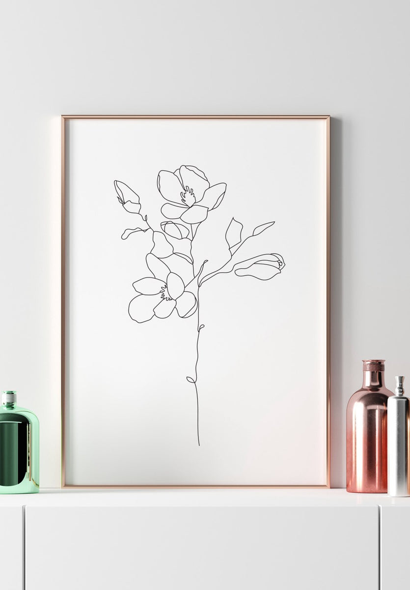 Magnolia Line Art Poster – GlamPosters