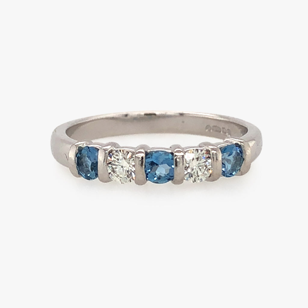 Aquamarine & Diamond Half Eternity Ring | Vintage Fine Jewellery ...