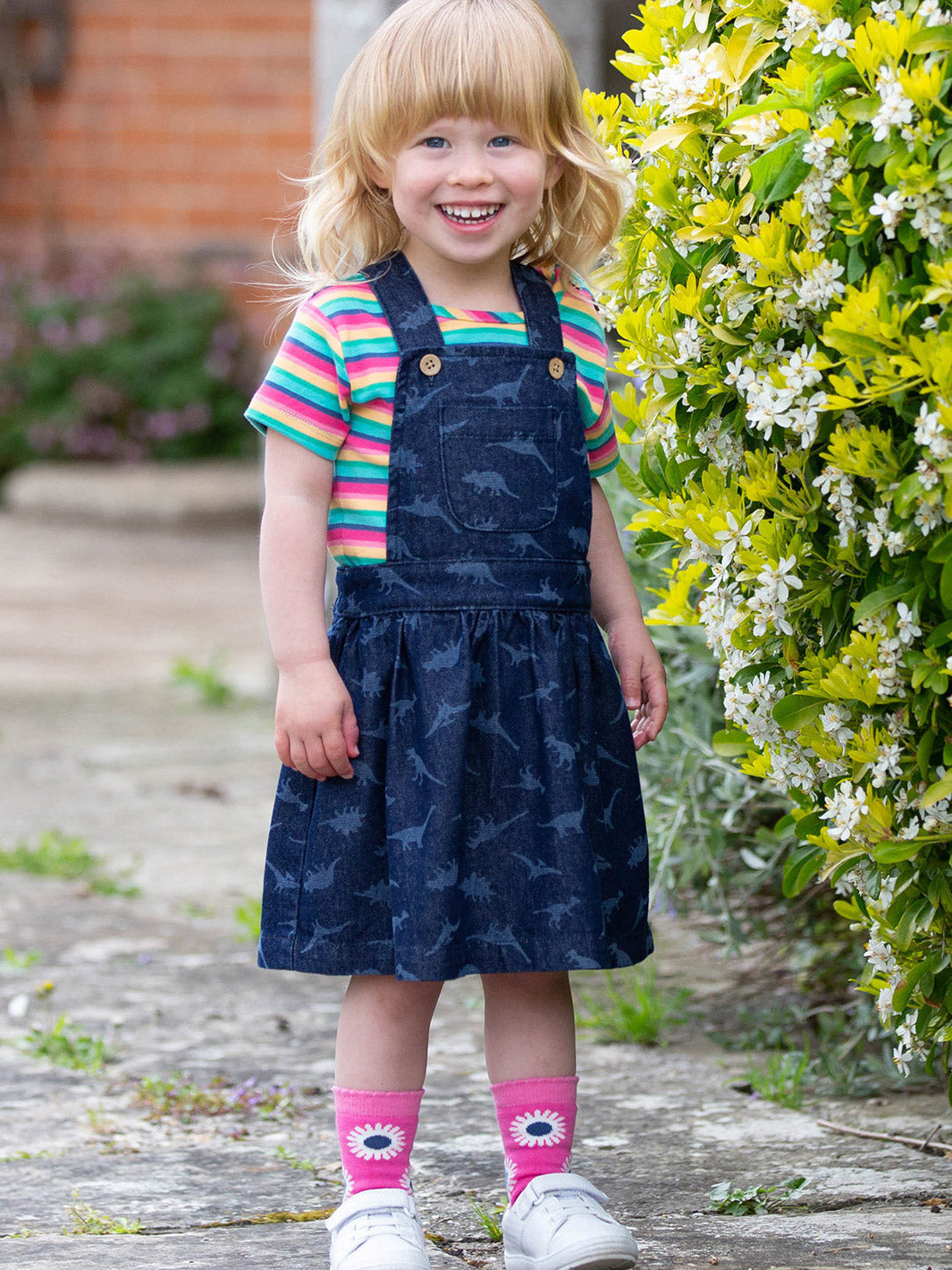 Dino denim pinafore