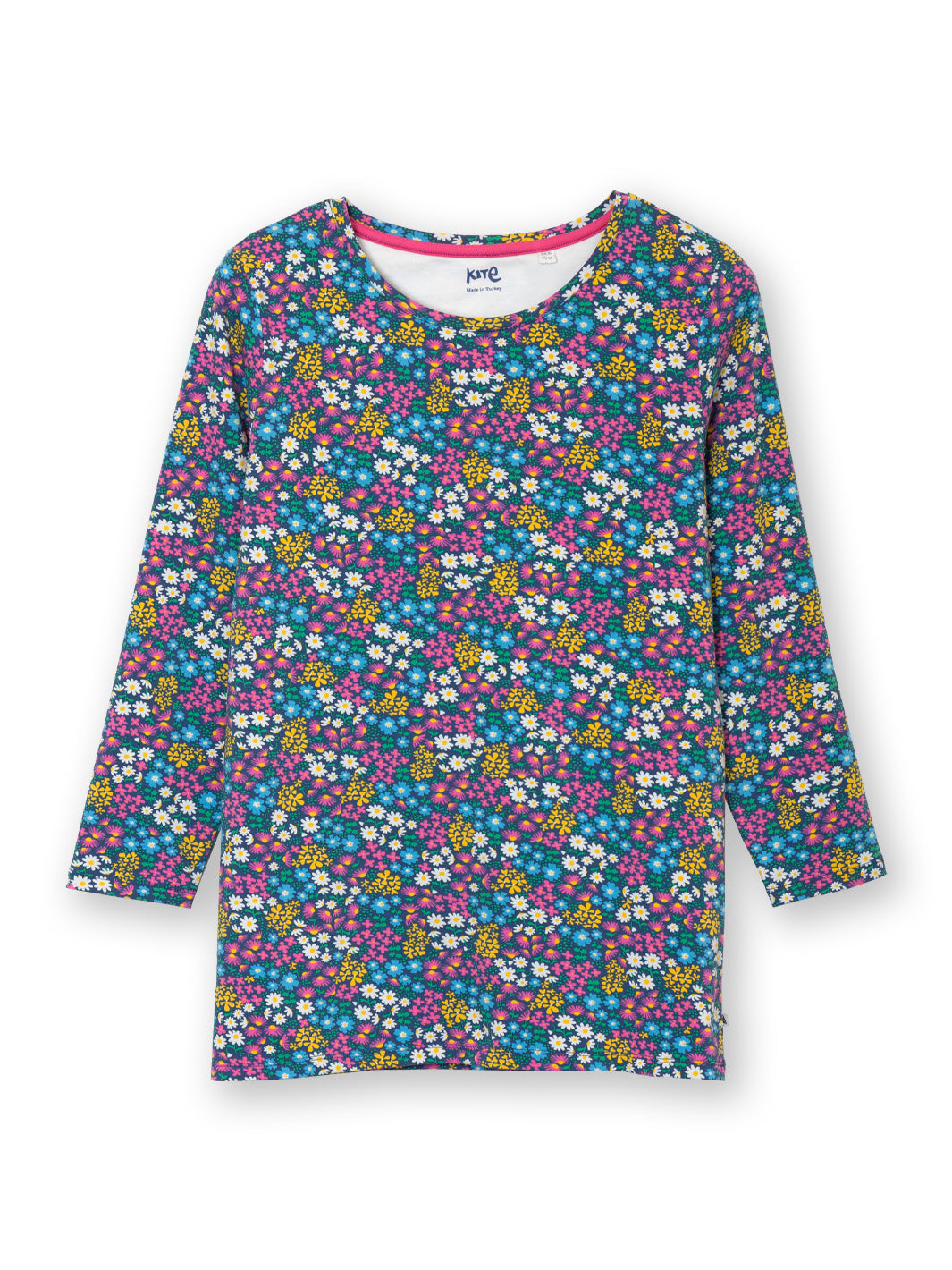 Tarrant 3/4 sleeve jersey top flower patch