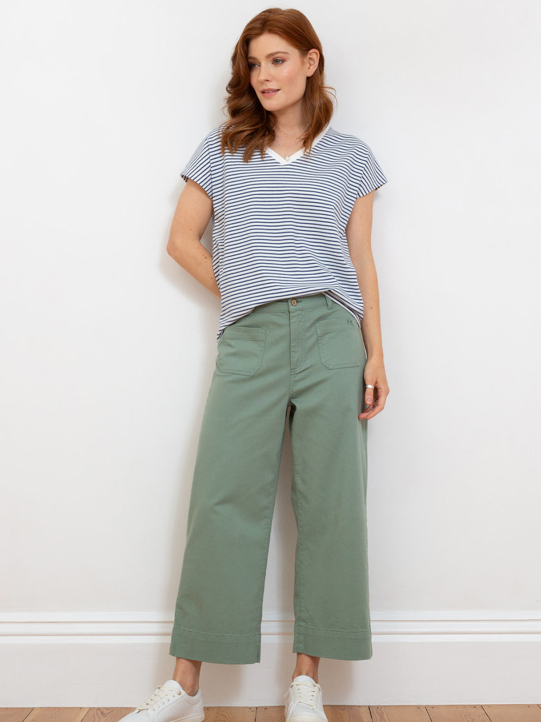 Evershot wide leg twill crops sage