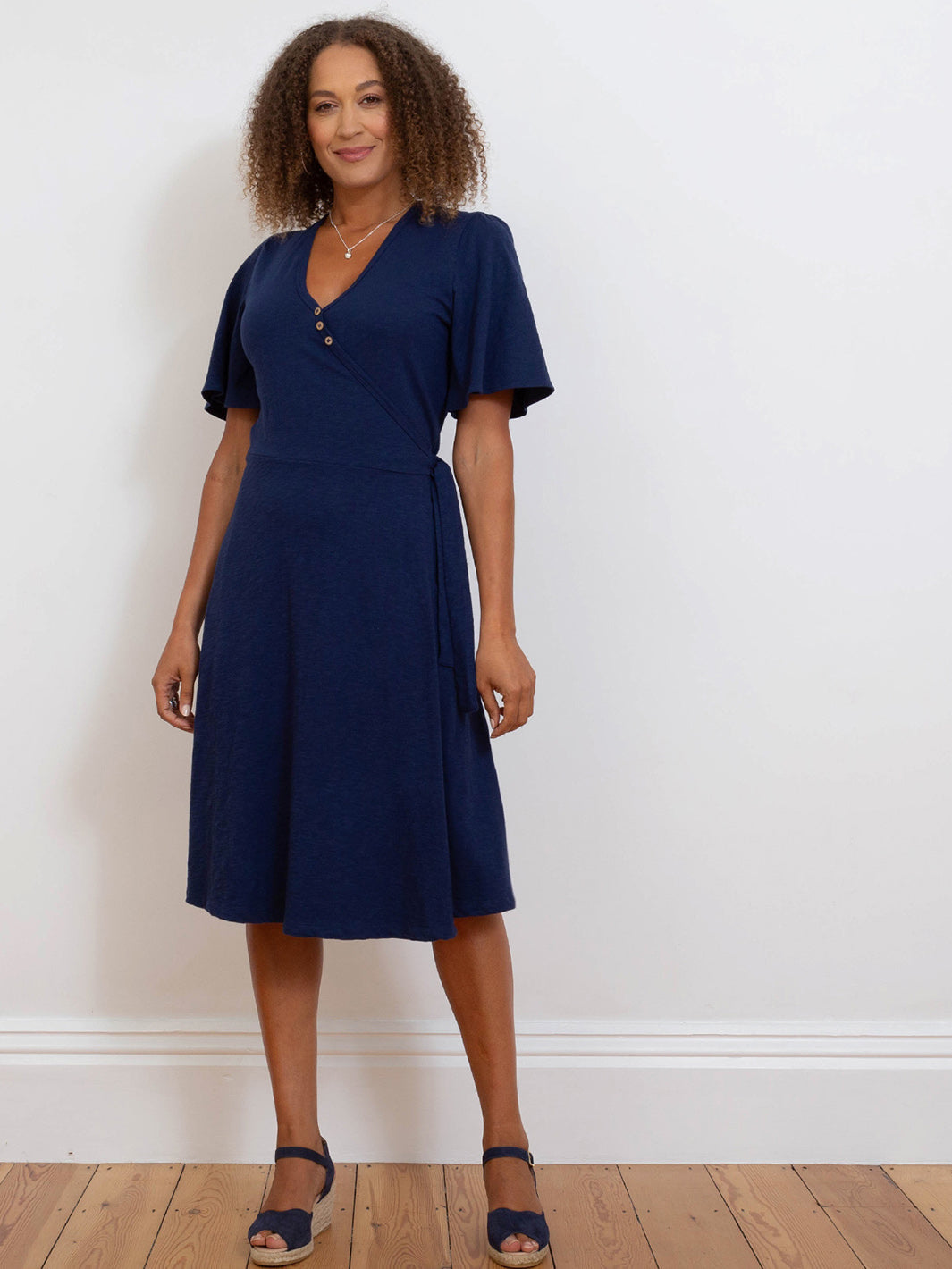 Highcliffe slub jersey wrap dress midnight