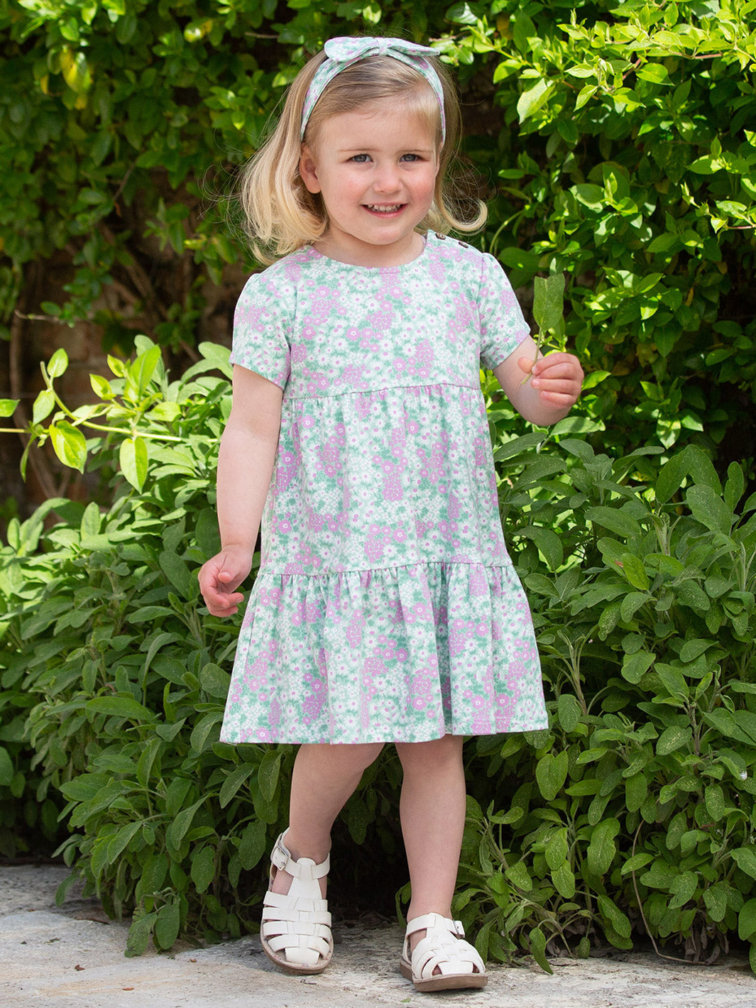 Flower patch dress sage