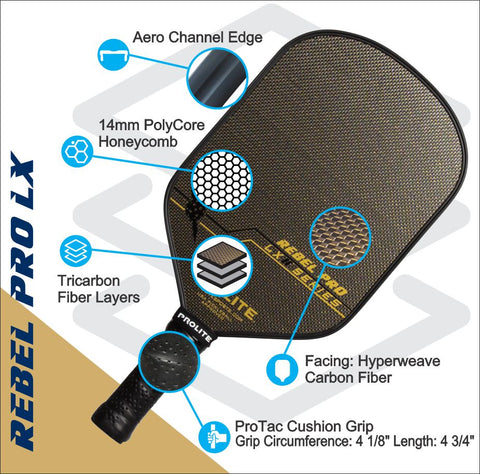 PROLITE Rebel Pro  LX Pickleball Paddle Specs