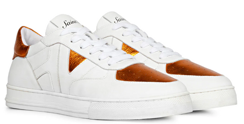 SAINT ARLO WHITE & ORANGE LEATHER SNEAKERS