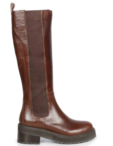 SAINT ADRIANA BROWN LEATHER KNEE HIGH LONG BOOTS