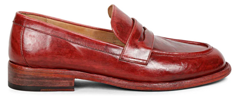 SAINT MICOLA RED LEATHER WASHED MOCCASINS