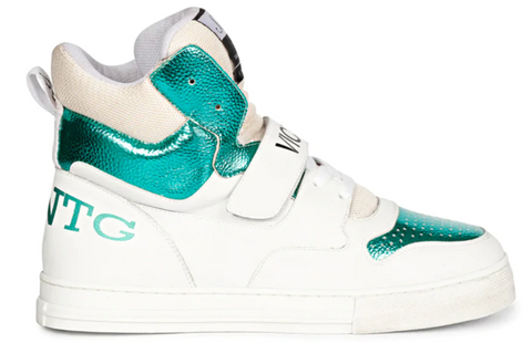 SAINT ROWAN WHITE & GREEN LEATHER SNEAKERS