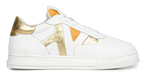 SAINT FELIX WHITE & YELLOW LEATHER SNEAKERS