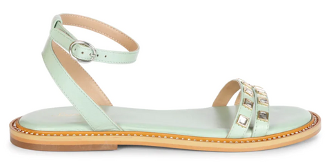 SAINT IVY MINT LEATHER FLAT SANDAL