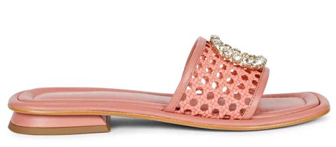 SAINT CARLY CORAL LEATHER FLAT SANDAL