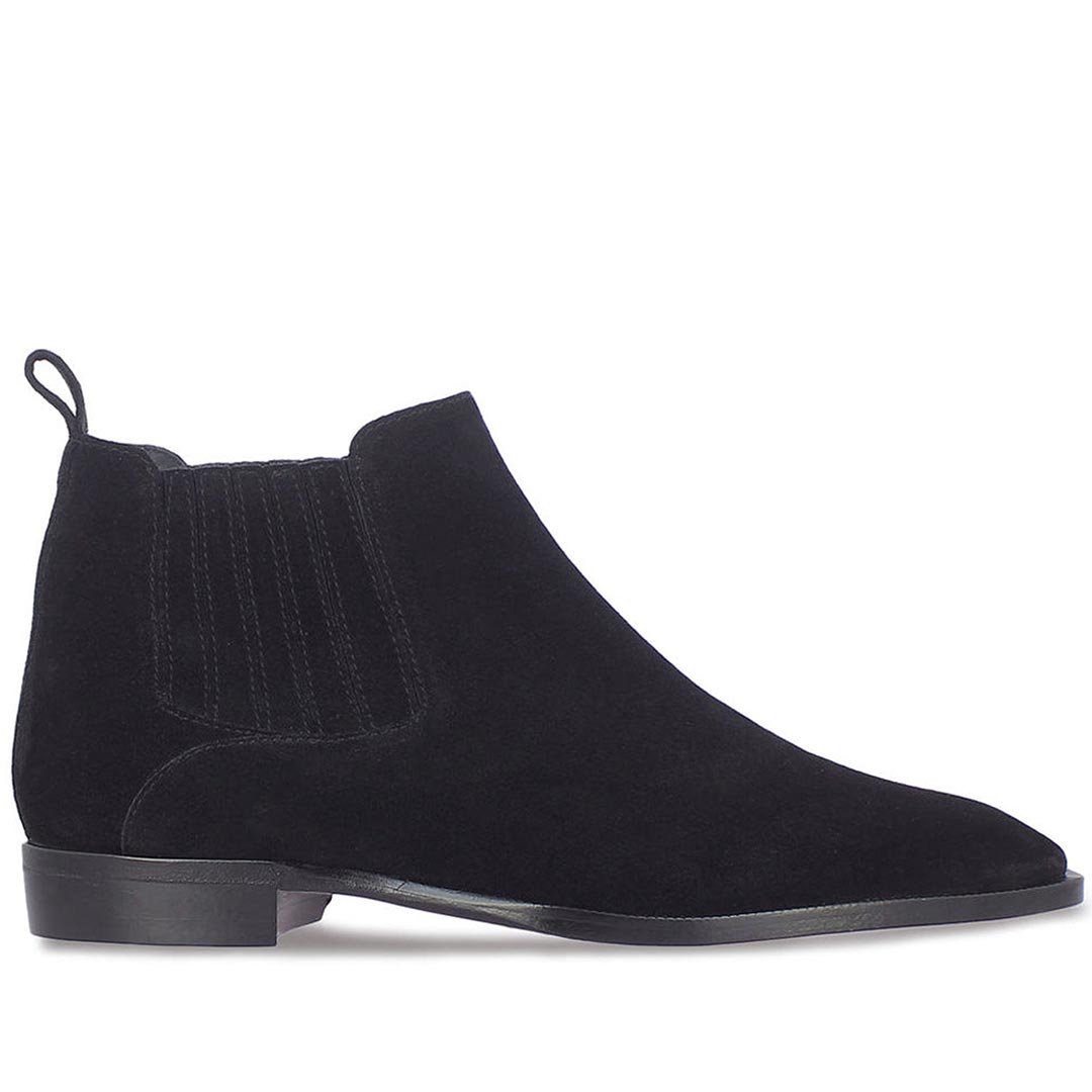 Saint Jemima Black Stretch Suede Heel Ankle Boots – SaintG India