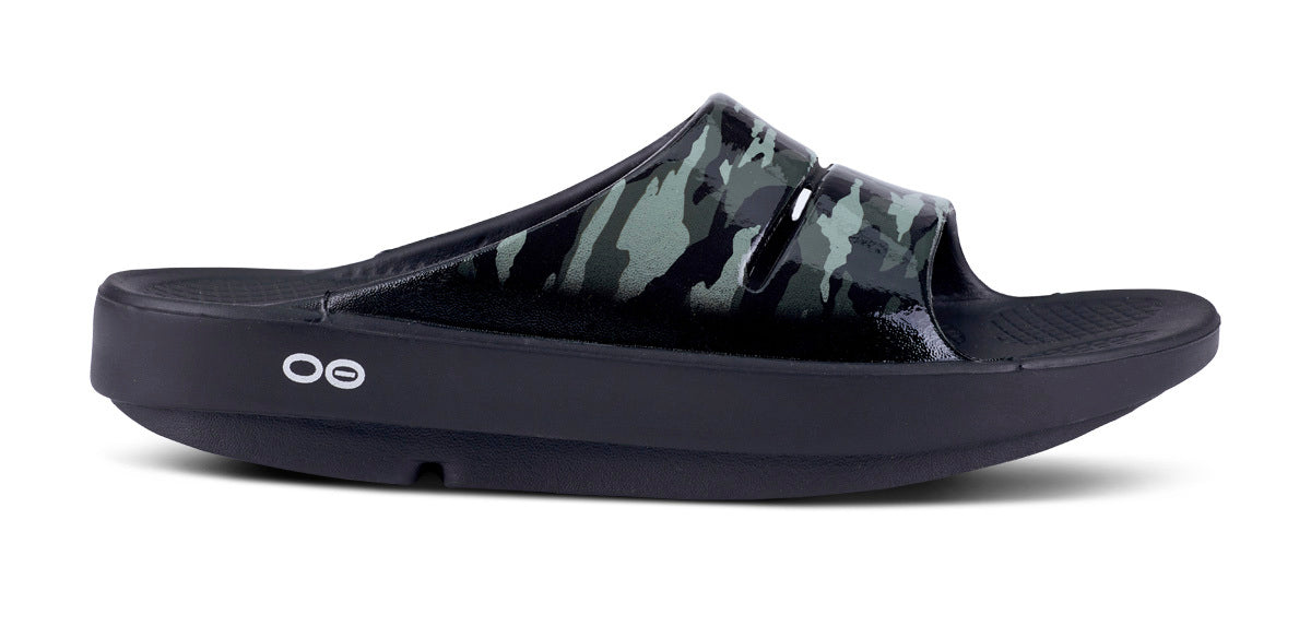 Women's OOahh Luxe Slide Sandal - Green Camo – OOFOS
