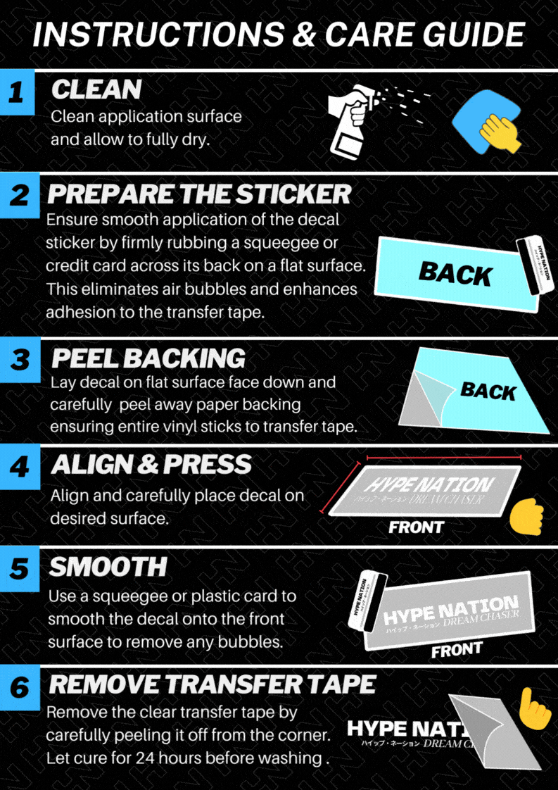 DECAL APPLICATION INSTRUCTIONSN Hype Nation
